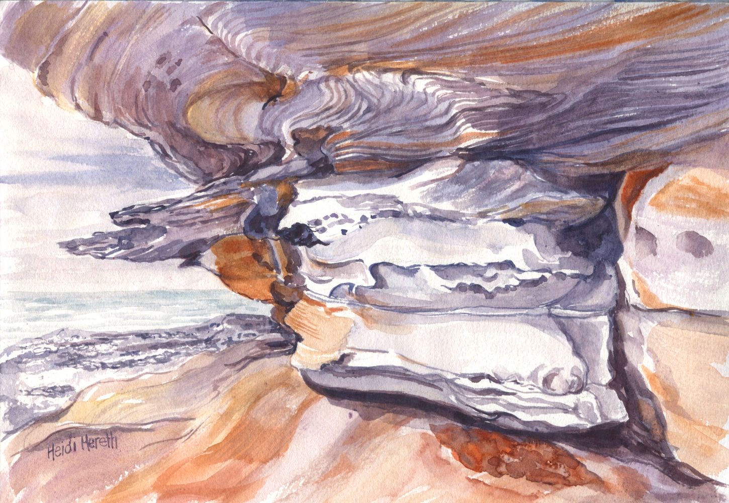 "Sea Caves" A4 Watercolour