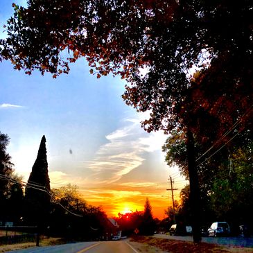 Sunset over English Colony Way at Taylor Rd in Penryn, Ca. 