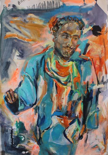 Sunny - 98 x 62 cm - 500 Euros - Mixed media/canvas - Morocco Collection 
