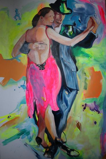 Devenir Tango
 100 x 150 cm 
Toile sans cadre
 Acrylics and oils on canvas. Part of th