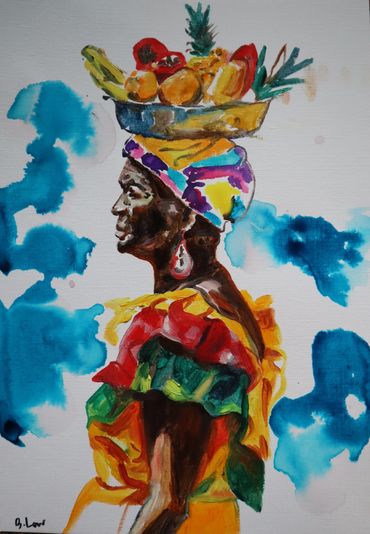 Yoruba
A4  
Papier encadré
-
Ink, acrylics and oils on canvas paper
2022