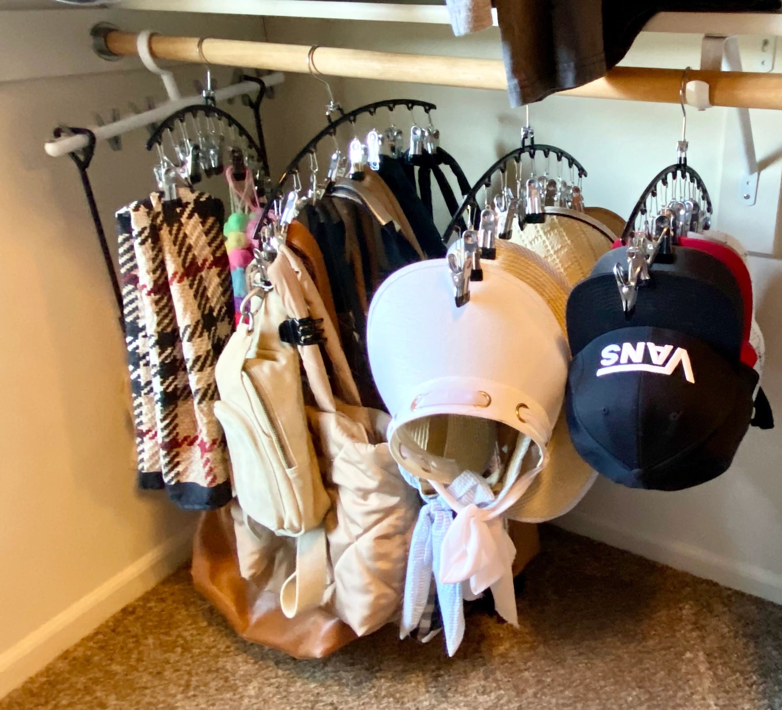 Primary Closet Organized! Hats and scarves  reorganized for easy access. Overland Park, KS. 
