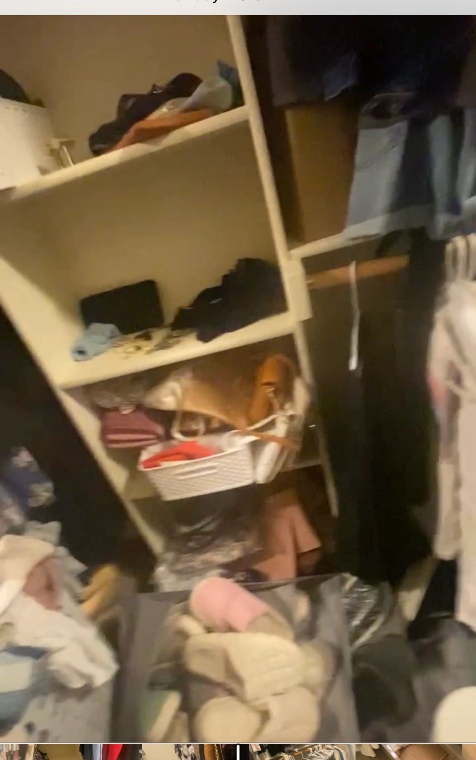 BEFORE Organizing by Tiffany. Closet Shelves were a disaster! 