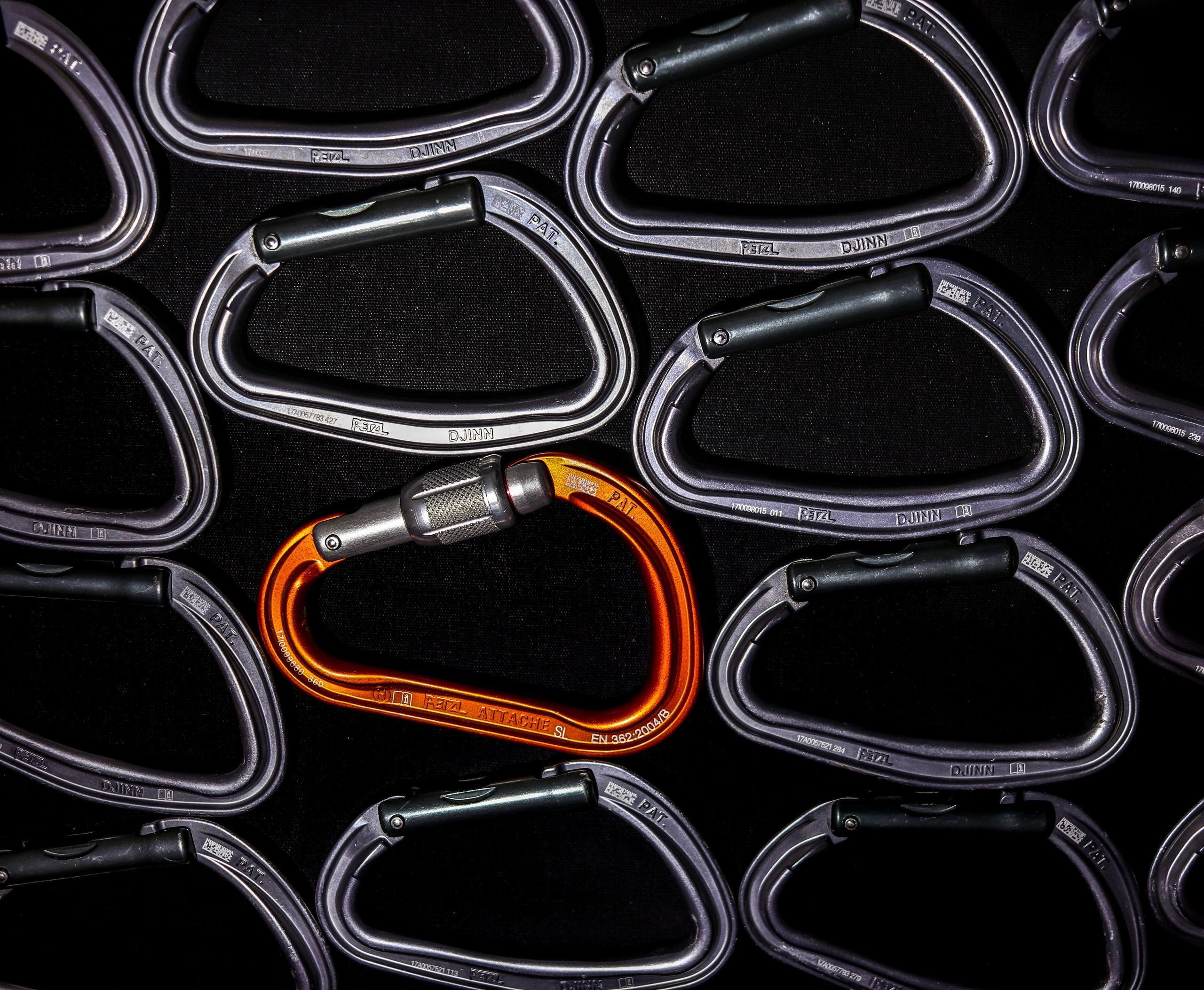 Orange clip in a group of silver ones. Stand out from the crowd. 