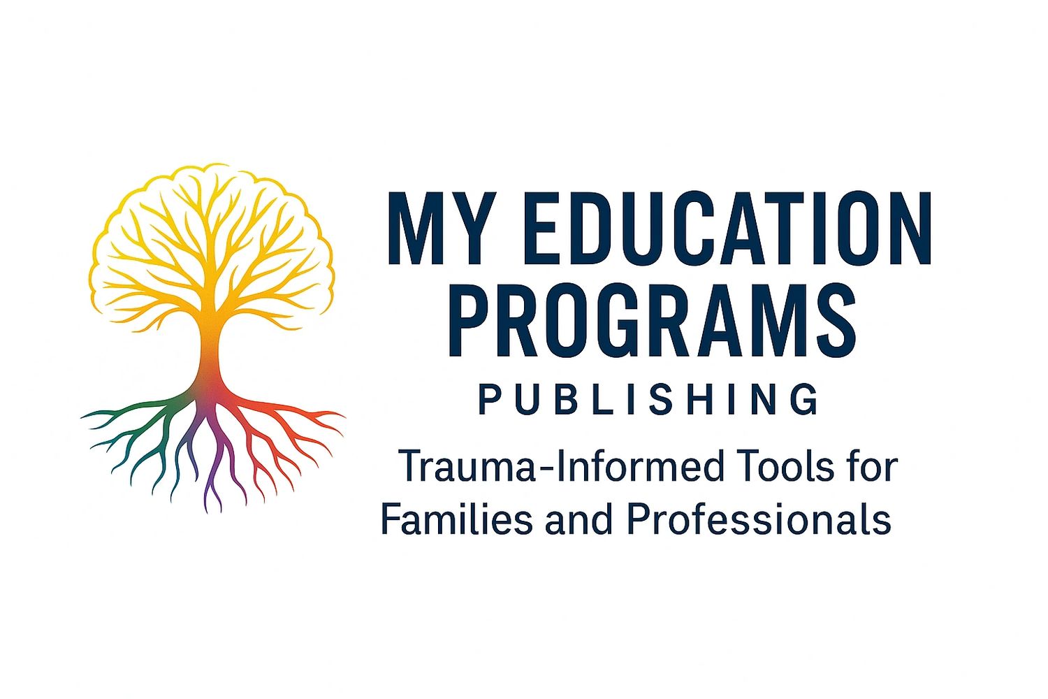 Logo of My Education Programs Publishing with a colorful tree and roots.