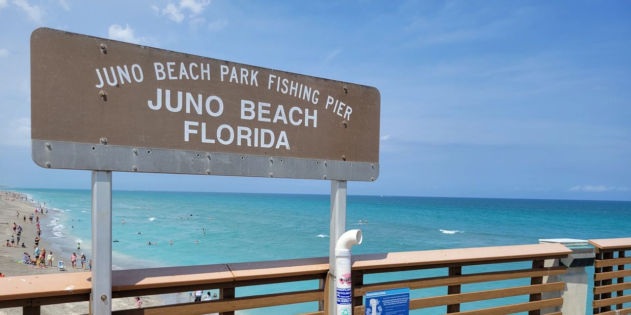 Beach cabana and chair rental setup for a sunny day at Juno Beach. Beache s nearme