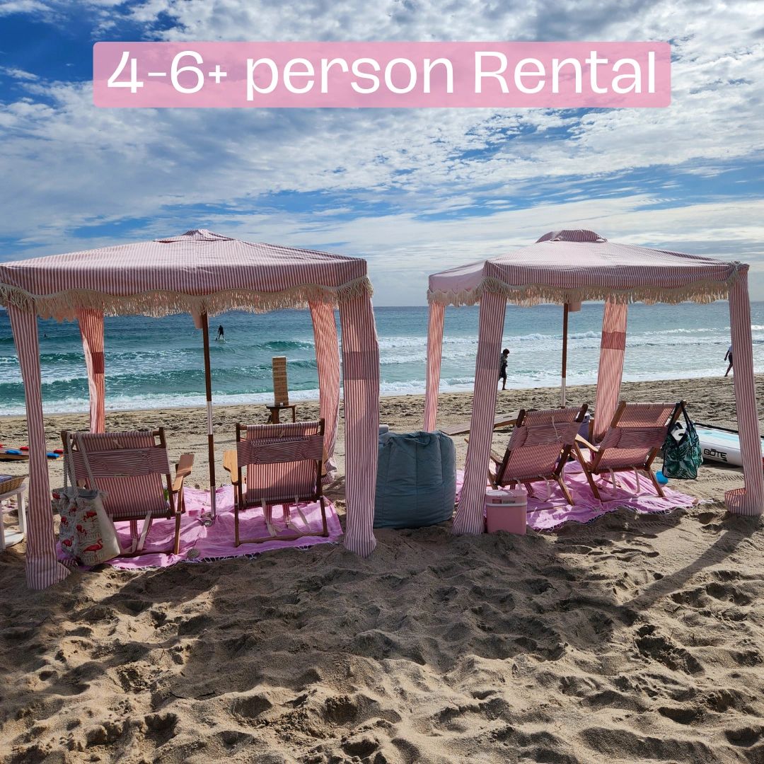 Cabana rental near me in Delray Beach, FL. Beach chair with giant jenga.