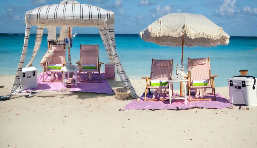 Boca Raton beach chair rental and beach cabana setup. Bachelorette party ideas.