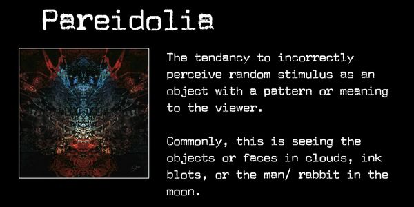 Pareidolia- the tendency to incorrectly perceive random stimulus as an object with patter or meaning