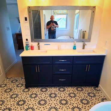 Vanity in newly renovated bathroom