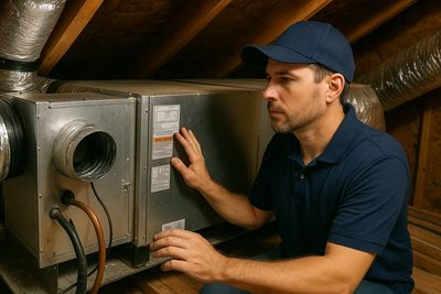 HVAC technician performing A/C cleaning in Port St. Lucie Florida