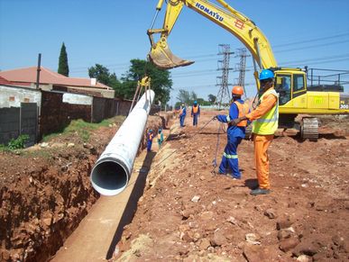 Bulk Water Pipe Installation. Rand Water, City of Johannesburg & City of Ekurhuleni.