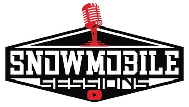 Logo with a red microphone and bold 'Snowmobile Sessions' text.