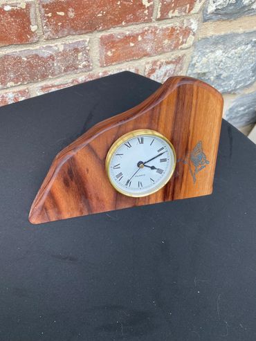 Blue Fairy engraved, walnut clock stand. Just for fun, made from an end of walnut and engraved/fille