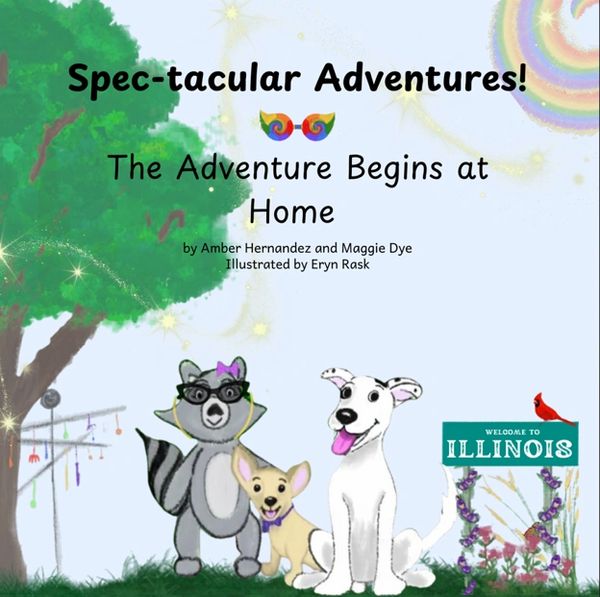 Children's book cover featuring animals and a welcome sign to Illinois.