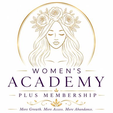 Elegant Women's Academy Plus Membership logo with floral crown.