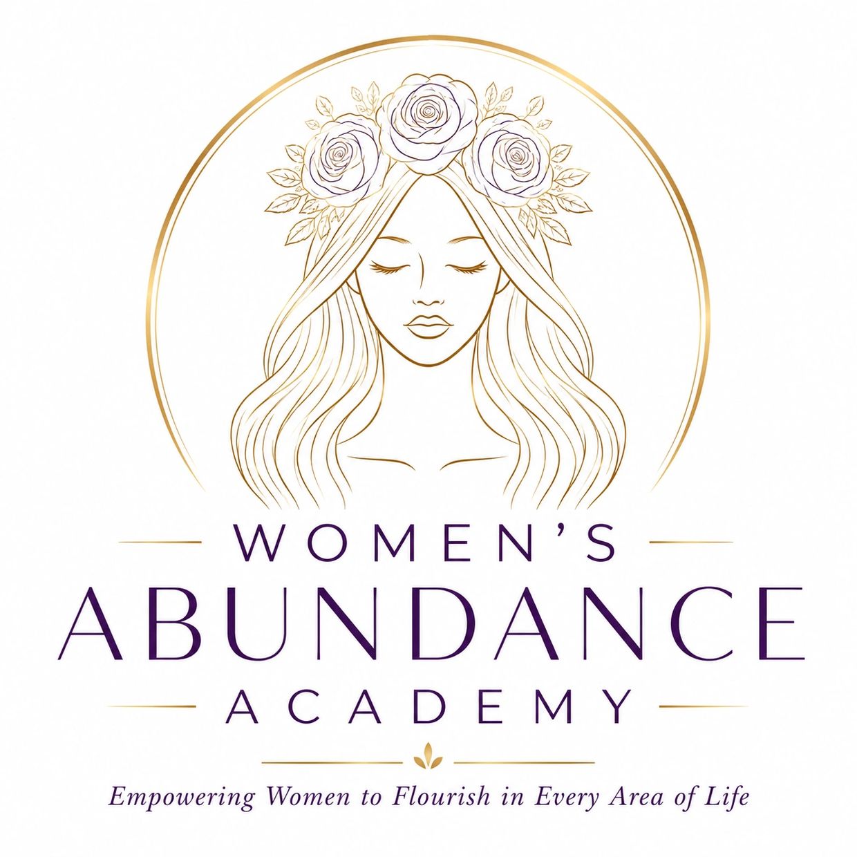 Logo for Women's Abundance Academy with floral and feminine design.