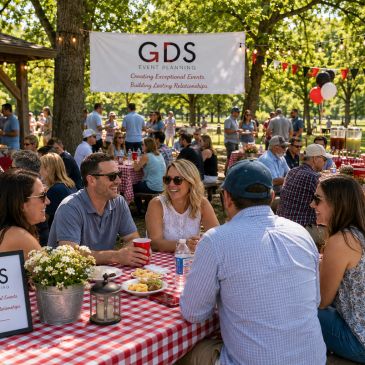 Friends enjoying a picnic at an outdoor event.