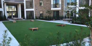 Cornhole, Commercial turf. Haven at Indigo. Mount Pleasant, SC.