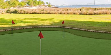 Putting green artificial turf. James Island, SC. Charleston, SC. Artificial lawn.