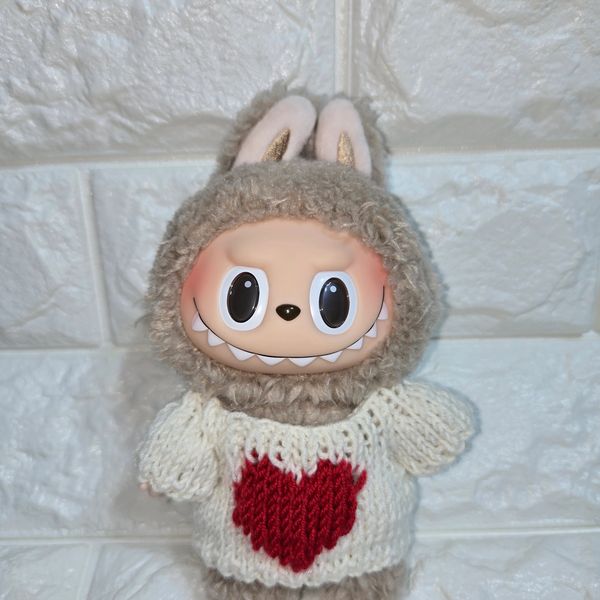 Knitted Labubu heart sweater