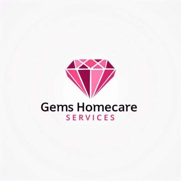 Logo of Gems Homecare Services with a pink gem icon.