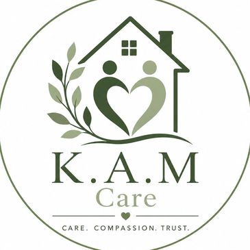 Logo of K.A.M Care symbolizing home and compassion.