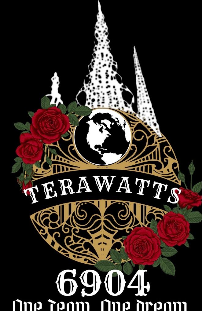 Artistic logo with roses and globe design.