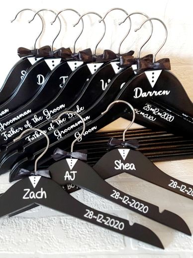 wedding hangers, mens hangers, groomsman, groom, hangers AWARD WINNING, WEDDING CANDLES IRELAND