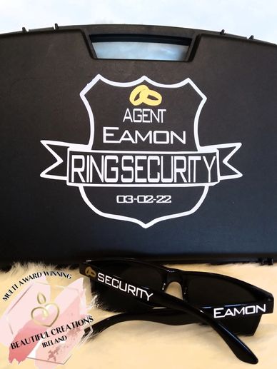 ring security case, ring security, sunglasses, page boy, ring security, wedding candles ireland