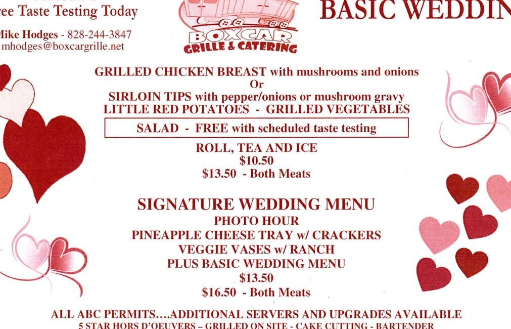 Holiday Menu Boxcar Grille
