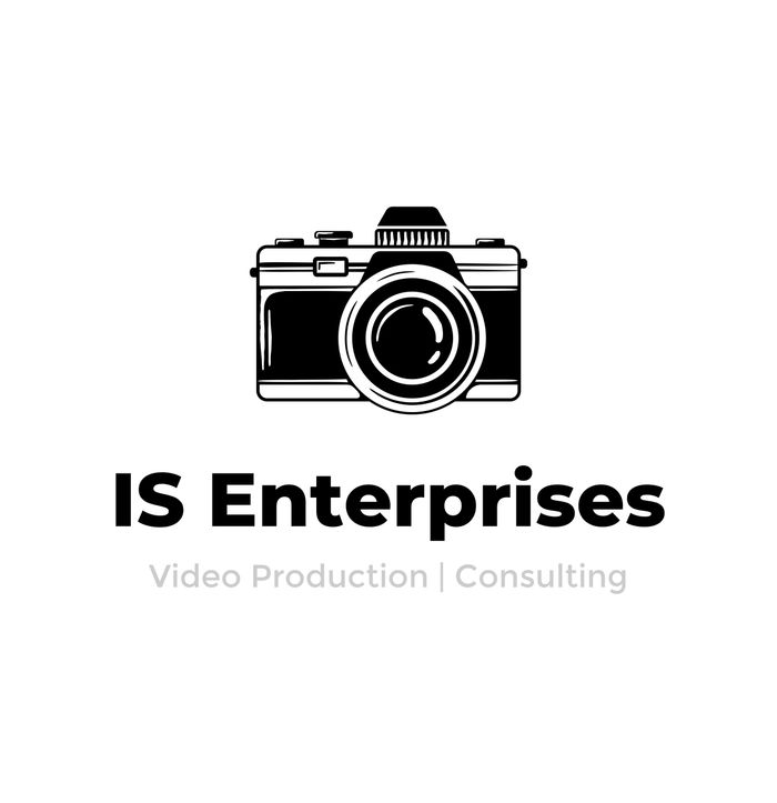 Logo of IS Enterprises featuring a camera and video production services.