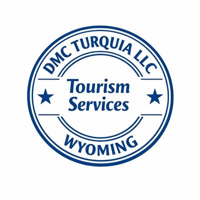 Blue circular logo for DMC Turquia LLC Tourism Services in Wyoming.