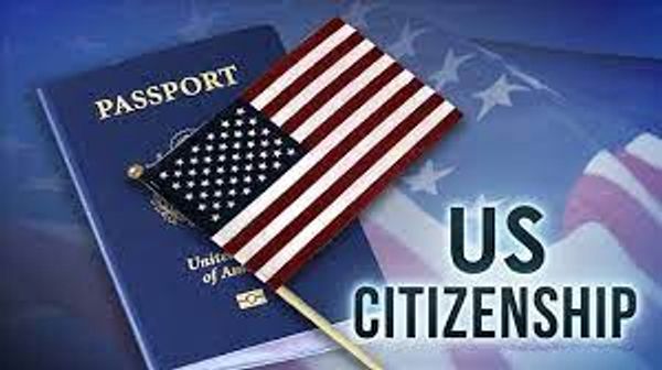 US passport with an American flag and US citizenship text.