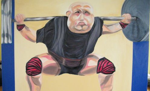 Powerlifter, oil on canvas. Mel Edwards. 