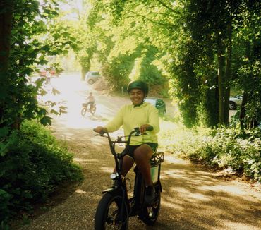 boy having fun on an e-bike