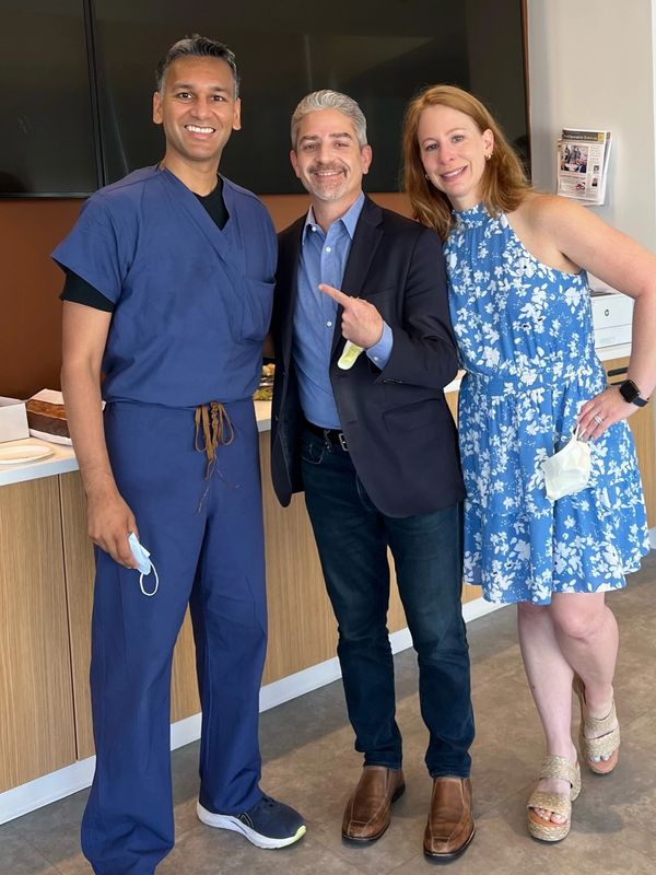 Ira and his wife with the cardiac surgeon who saved his life, Dr. Jay Giri. 