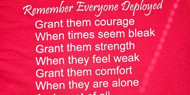 Back of the Men's and Woman's RED T-shirt