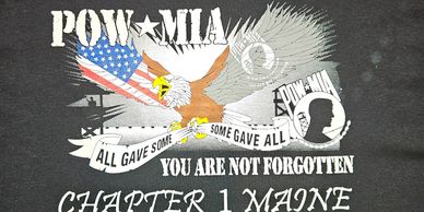 Back  of the Men's and Woman's Black POW/MIA T-shirt
