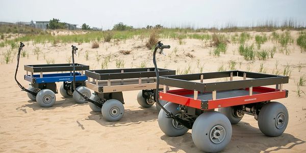 Florida. (Rascal scooter pulling a fishing wagon.)