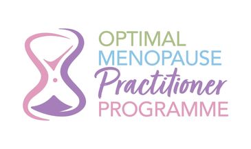 Logo for Optimal Menopause Practitioner Programme with purple and pastel colors.