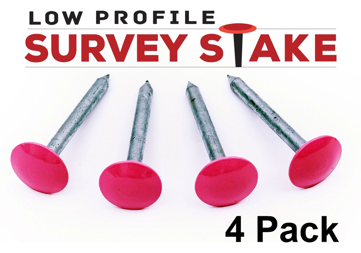 Low Profile Survey Stakes HiVis Pink 4 Pack