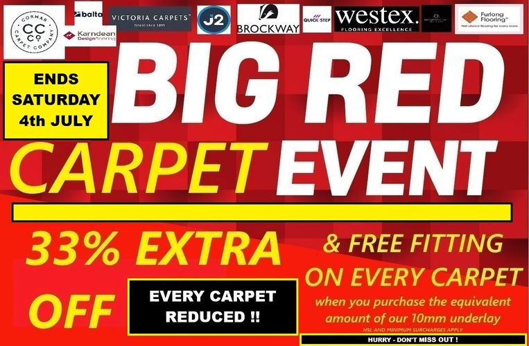 Big Red Carpet Event with 33% extra off and free fitting.