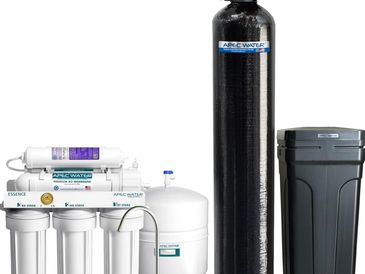 Water filtration system with multiple stages and a sleek design for home use.
