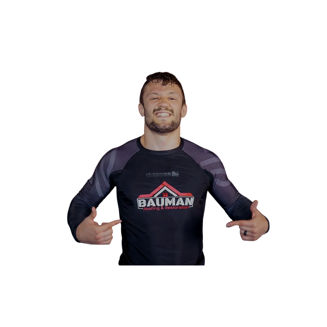 Local MMA fighter, Gabriel Macario, is proudly sponsored by  Bauman Roofing