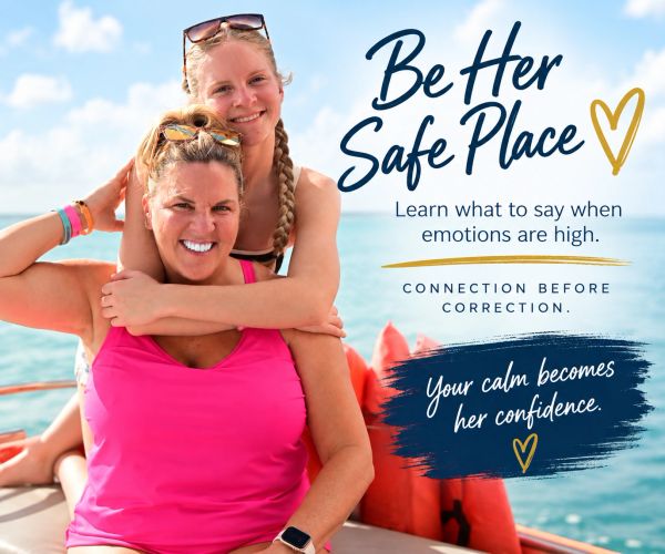 Be Her Safe Place
Learn what to say when emotions are high.
Connection before correction.
Your calm 