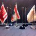 Absi Desktop Flags with crystal desktop flag base and copper flag base and wooden flag base