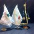 Absi Desktop Flags with copper flag base and wooden flag base
