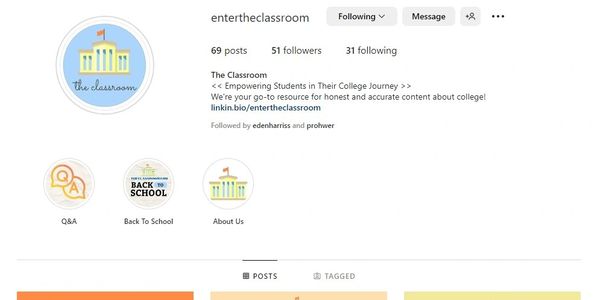 A screenshot of the @entertheclassroom Instagram page.