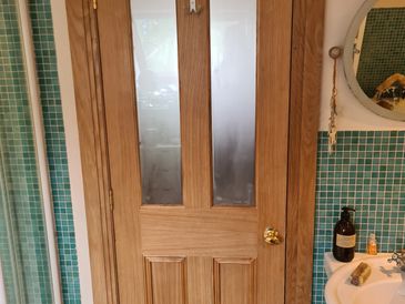 Solid oak door and architrave installation by MJD Joinery, Joiner Isle of Man